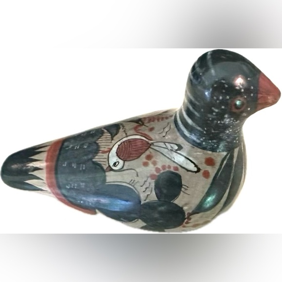 Vintage 1960's Tonala Mexico Hand Painted Pottery Bird Folk Art Treasure OOAK